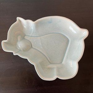 Midcentury Blue Pig Ceramic Child's Plate // Nursery Craft by Pomona Tile CA
